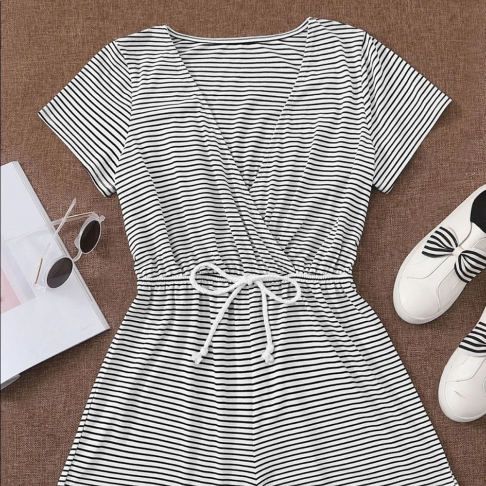 Shein Black & White Striped Romper